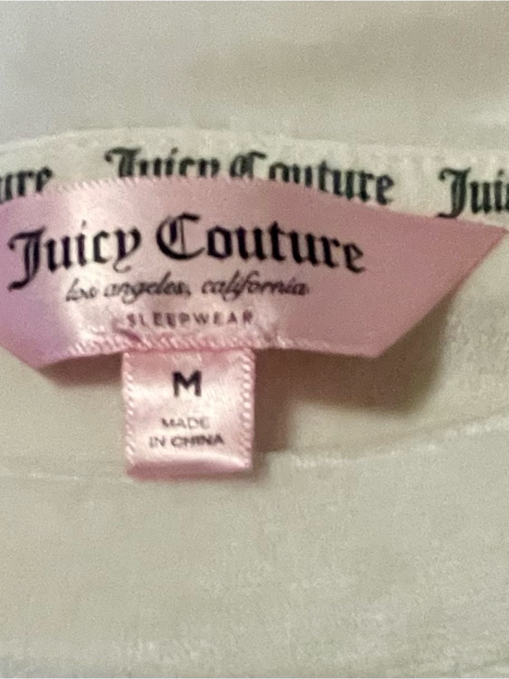 Juicy Couture Velour Pajama Set Size M Pastel Parchment Rhinestone Joggers - Picture 2 of 6